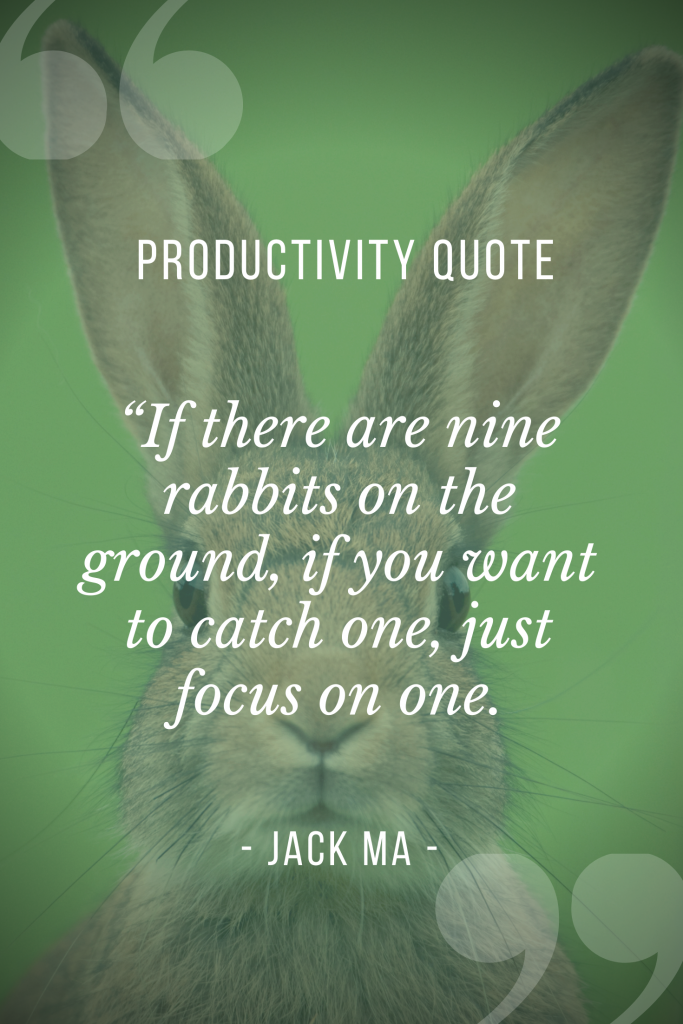 “If there are nine rabbits on the ground, if you want to catch one, just focus on one.” ~ Jack Ma